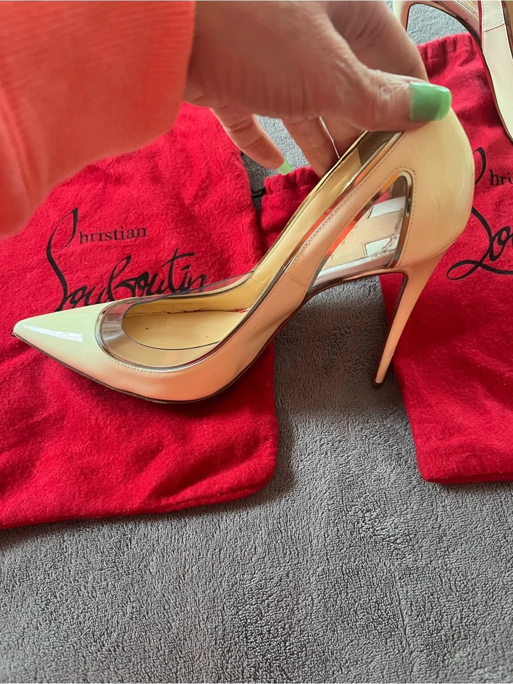 Christian Louboutin White Patent Leather Pointed Pumps